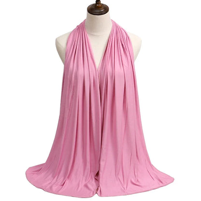 Womens Muslim Ramadan Fashion Modal Cotton Jersey Hijab Womens High Quality Solid Color Soft Hijab Long African Scarf