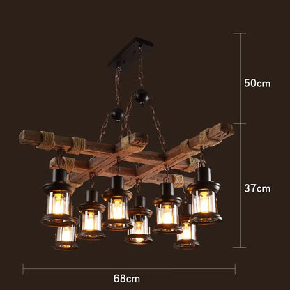 Retro Wood E27 LED Ceiling Lamp Antique Industrial Chandelier Lighting LOFT Bar luminaire Vintage Pendant Lights lustre