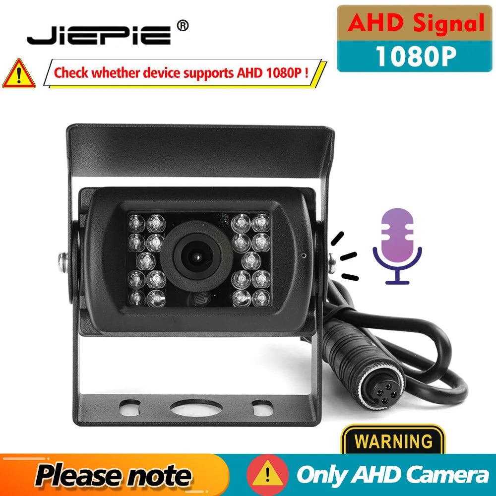 Truck Reverse Camera System with Sound, 7" AHD Monitor with Speaker Reversing 1080P Rear View Audio Camera Built-in Microphone