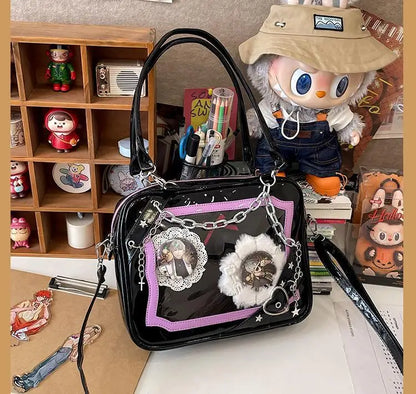 JIAERDI Sweet Cool Hot Girl Subculture Ita Bag Women Gothic Chain Crossbody Bag Ladies Large Capacity Black Shoulder Bags Y2K