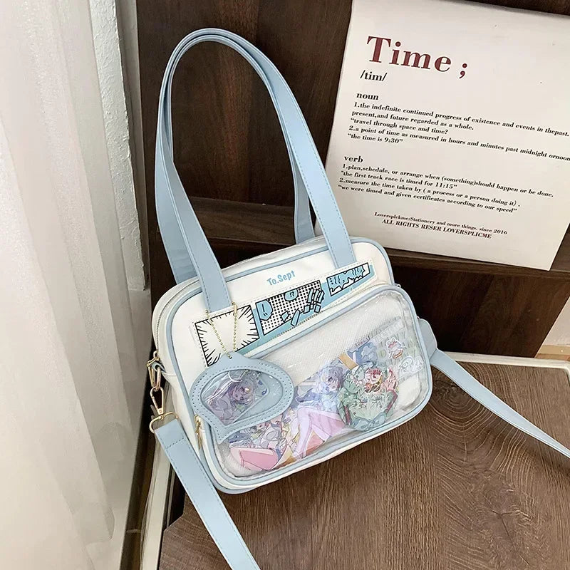 Y2K Japanese Harajuku Ita Bag for Women Cute Shoulder Bag Girls Transparent Itabag Crossbody Bag JK Shoulder Bags Handbags