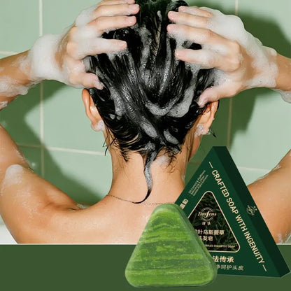 Herbal Biotin & Usma Shampoo Bar for Hair, Oil Control Scalp Care Soap for Itchy Dandruff, Volumizing Smooth for Oily Hair