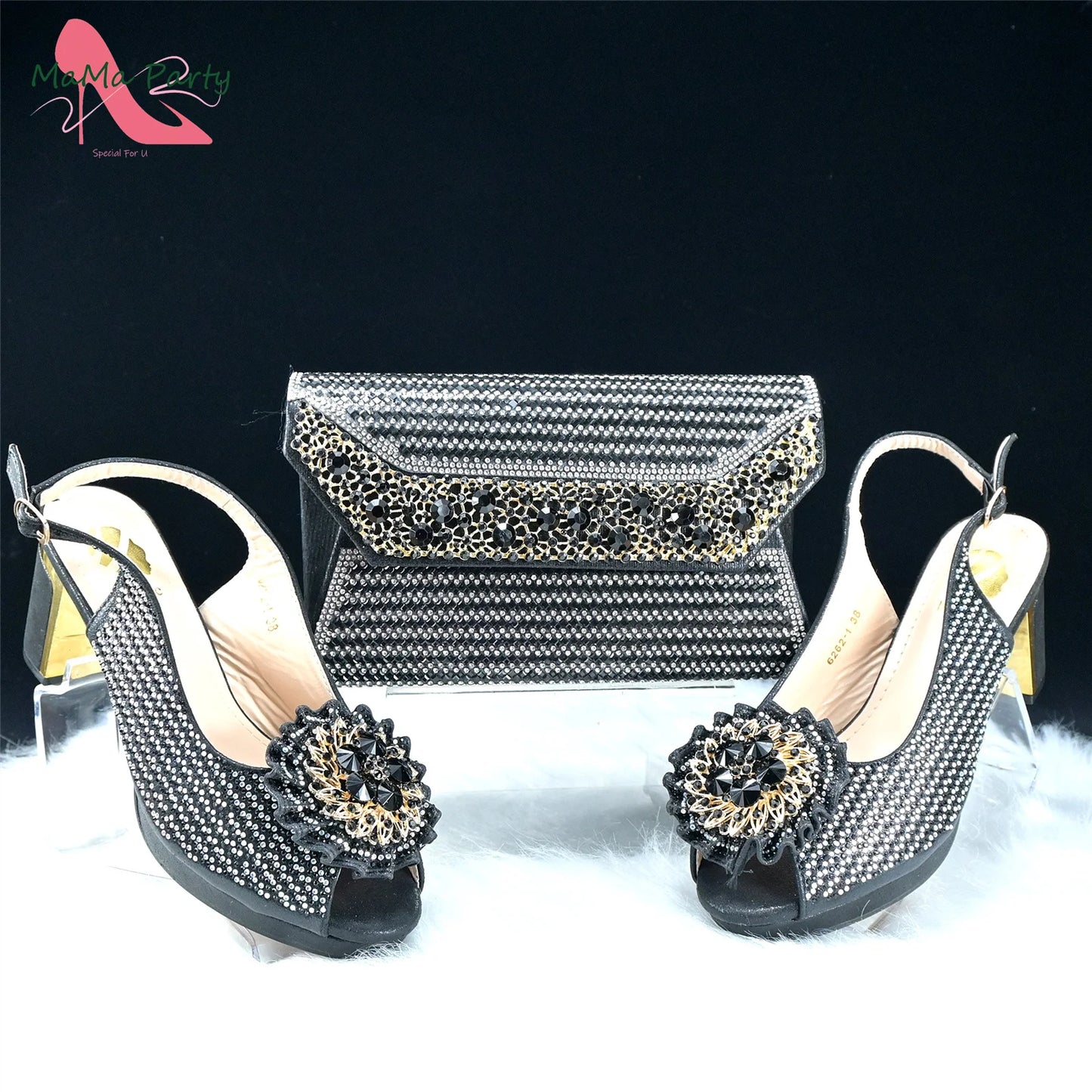 Mature Italian Women Shoes Matching Bag Set in Green Color 7 CM Comfortable Heels with Plaform Elegant Peep Toe Sandals