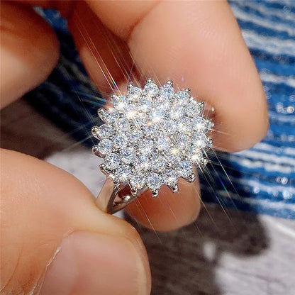 925 Sterling Silver Female Ring New Flower Luxury Inlay AAA CZ High Quality Fashion Wedding Bands Ring Jewelry for Women