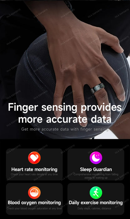 2026 R12 Smart Ring with Display Screen and Touch, Wireless Charging, Health Manager 5ATM Waterproof For Men Women Smartring New