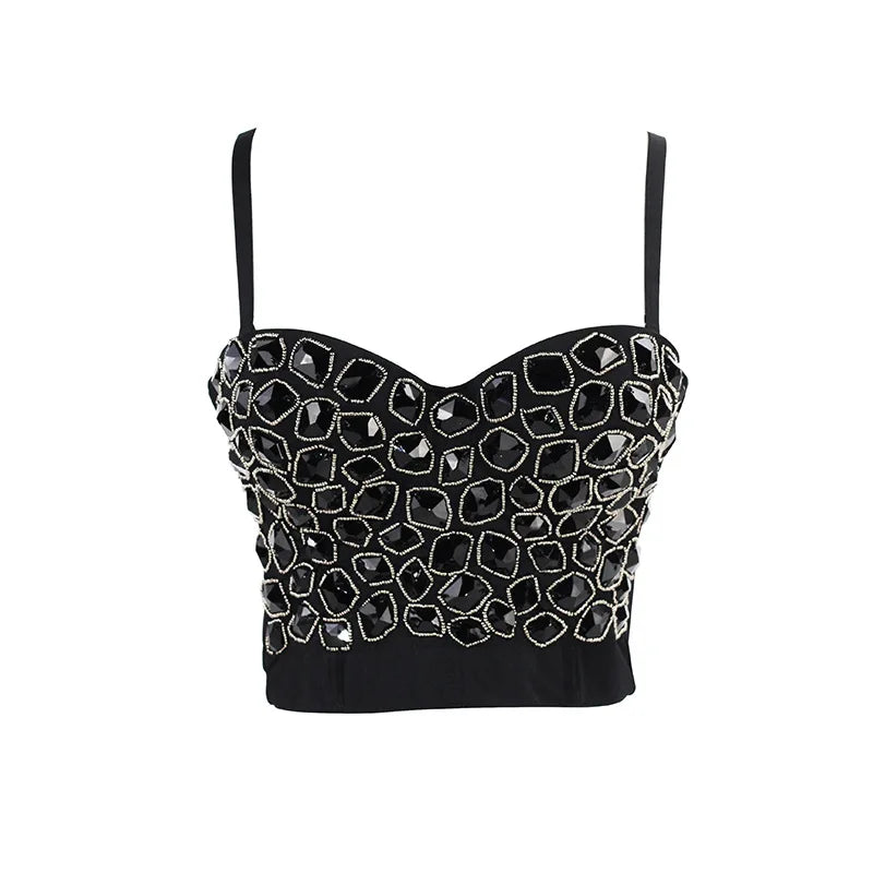 Quality Pearl Tank Tops Rhinestone Women Crop Top Club Clothes Streetwear Y2K Corset Woman Shaper Camis Fashion Feamale Clothing