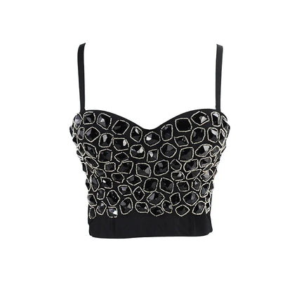 Quality Pearl Tank Tops Rhinestone Women Crop Top Club Clothes Streetwear Y2K Corset Woman Shaper Camis Fashion Feamale Clothing
