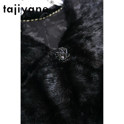 TAJIYANE Real Mink Fur Coat Veste Fourrure Femme Slim Fit Hooded Jackets for Woman Black Whole Mink Fur Vest Sleeveless Куртка