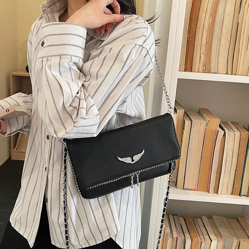 Fashionable Retro Ladies Chain-Shoulder Square Bag Luxury Textured Crossbody Shoulder Bag Women Handbags and Purses Underarm Bag