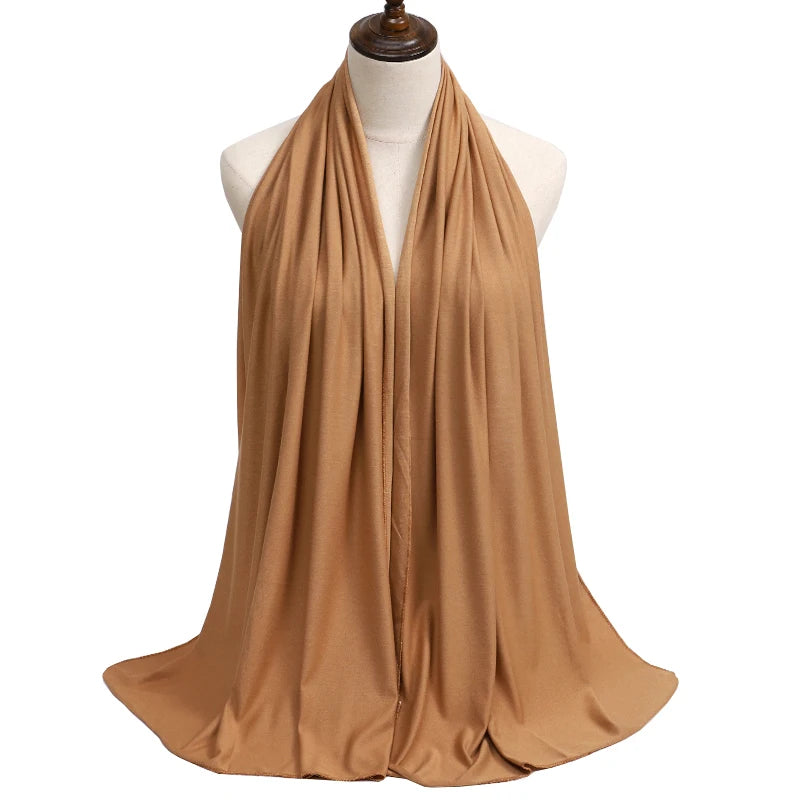 Womens Muslim Ramadan Fashion Modal Cotton Jersey Hijab Womens High Quality Solid Color Soft Hijab Long African Scarf