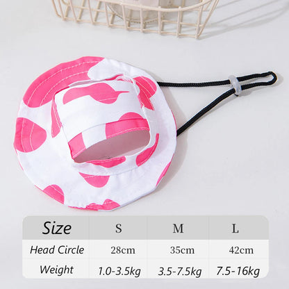 Summer Cat Dog Sunscreen Hat with Printed Checkered Pet Fisherman Hat Suitable for Cats Small Medium-sized Dogs Outdoor Supplies
