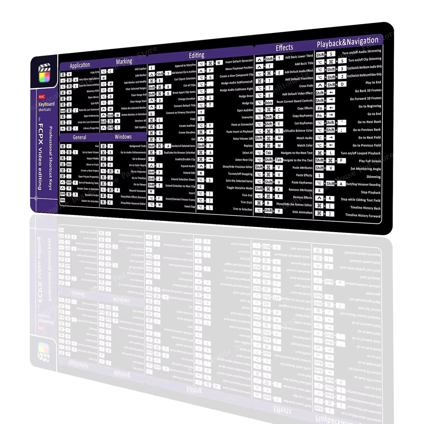 FCPX Video Editing Professional Shortcuts Keys Mouse Pad Natural Rubber 900X400 Table Mousepad Office User Anti Slip Desk Mat