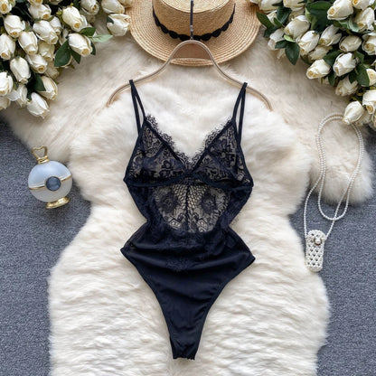 Cute Sweet Trend Cartoon Printed Jumpsuit Half High Collar Sleeveless Slim Fit Lingerie Bodycon Bodysuit Rompers Pajama Catsuits