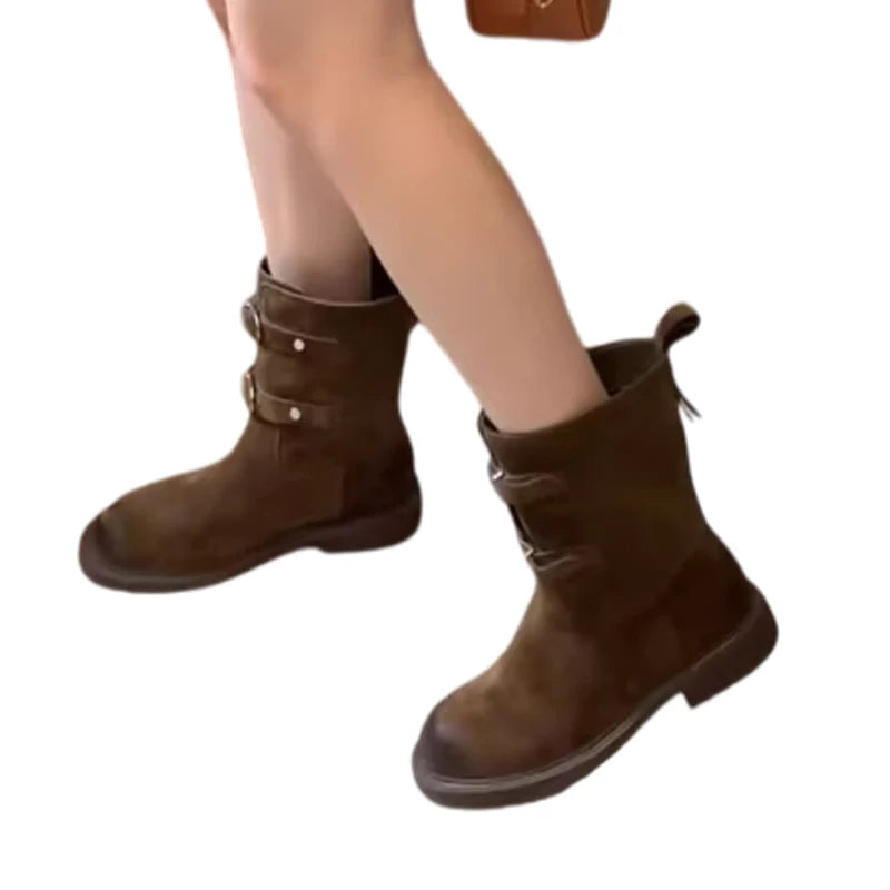 Women's Boots Fashion Women Heeled Winter Boots Elegant Woman Suede Snow Boots Designer 2025 Warm Botas Walking Female Zapatos