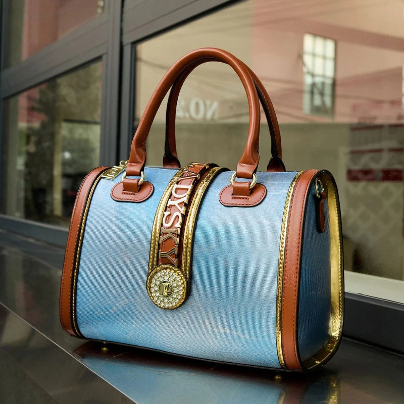 Designer Luxury Boston Bags For Women High Quality Crocodile-embossed Top Handle Bag Fashion Diamonds Letter Decoration Handbag