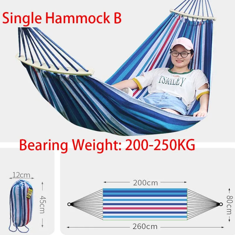 Outdoor Canvas Camping Hammock Anti Rollover Portable Thicken Fabric Single/Double Hammock with Carry Bag for Patio, Backyard
