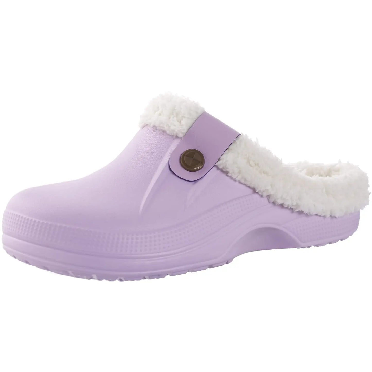 Shevalues Fuzzy Men Clogs Slippers Winter Fur Men Slippers Waterproof Garden Shoes Men Warm House Shoes Anti-slip Fur Slippers