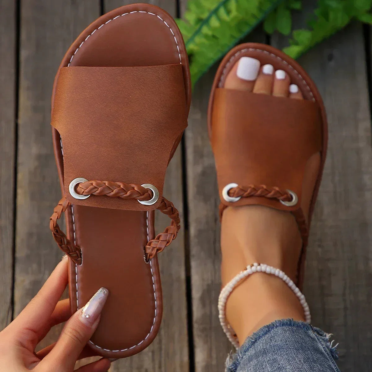 Women Flat Casual Slippers Summer 2024 New Woman Fashion Dress Sandals Beach Bohemian Shoes Femme Home Slides