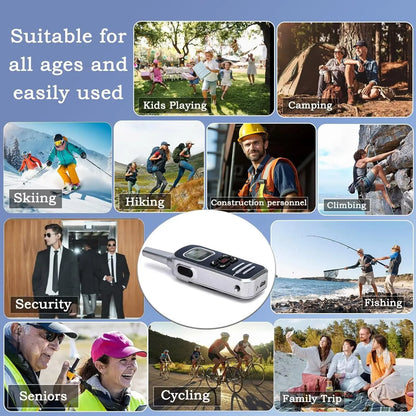 Mini Walkie Talkies 1100mAh Rechargeable 128 Channels Long Range Walkie Talkies with FM Radio Function