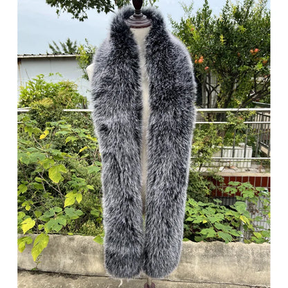 2025 New Faux Fox Fur Scarf Women Long Plush Warm Winter Fashion Fake Fur Wrap Collar