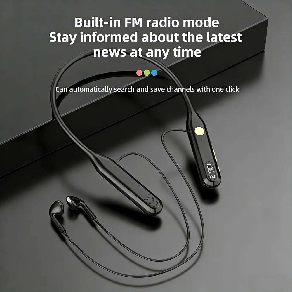 KEBIDUMEI Bluetooth 6.0 Neckband Headphones Support Wired /BT/TF/FM Radio 4 in 1 Gaming Headsets Wireless Earphones Earbuds