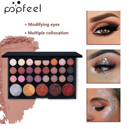 POPFEEL Christmas Makeup Set - Complete Collection of Eyeshadow, Foundation, Lipstick for Holiday Celebrations and Everyday Glam