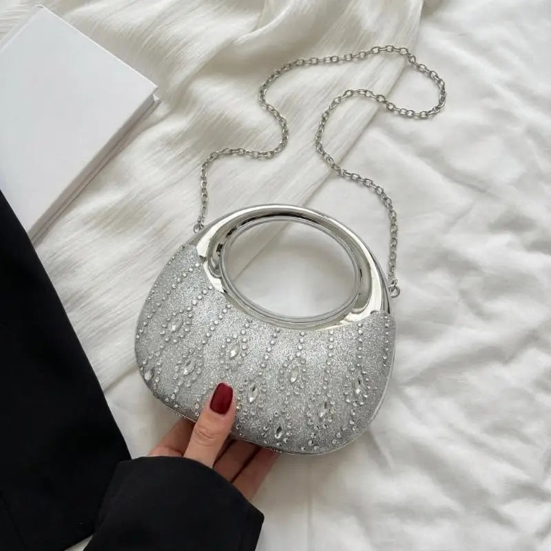 New Fashion Rhinestone Purses And Handbags Mini Golden Evening Bag Luxury Shoulder Bags Funny Party Wedding Acrylic Clutch Purse