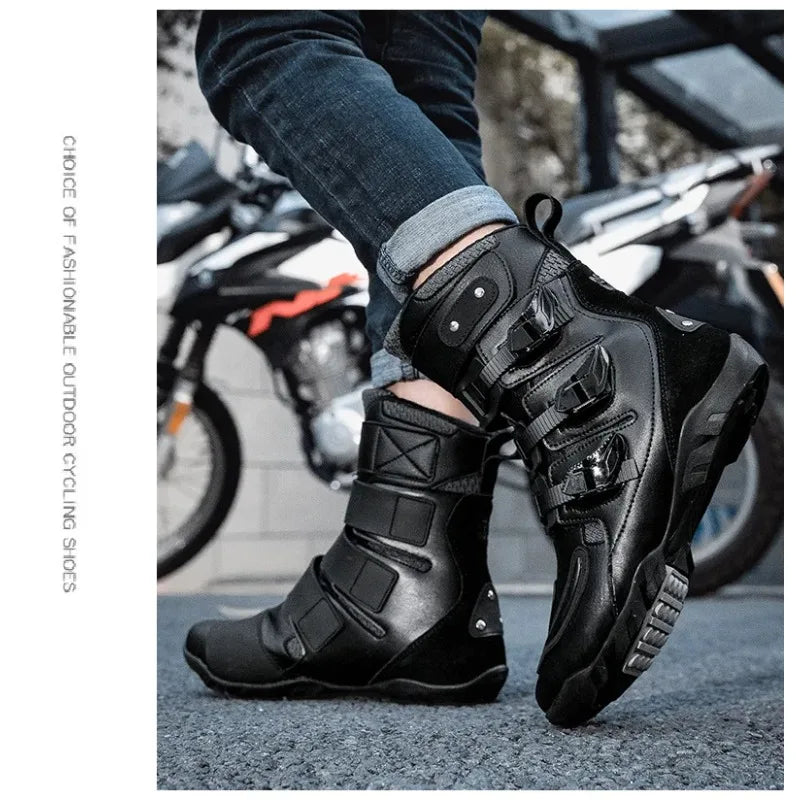 Motorcycle Riding Shoes All-Season Off-Road Locomotive Short Boots Motorbike Racing & Travel Knight Equipment Big Size 37-48