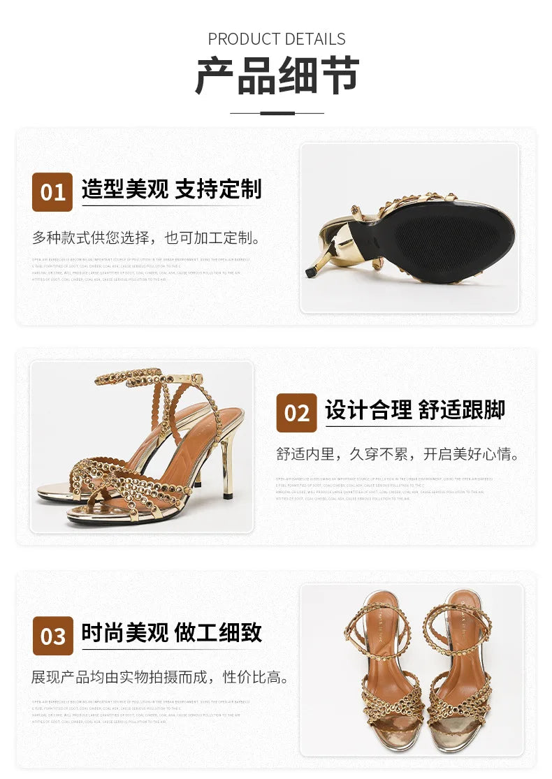 Luxury Crystal Cross Tied High Heel Sandals Women Sexy Open-toe Ankle Strap Buckle Stiletto Sandals Elegant Banquet Dress Shoes