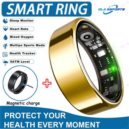 2026 New Smart Ring Heart Rate Blood Pressure Sleep Monitoring Motion Tracking IP68 Waterproof Men Women Smart Ring Holiday Gift
