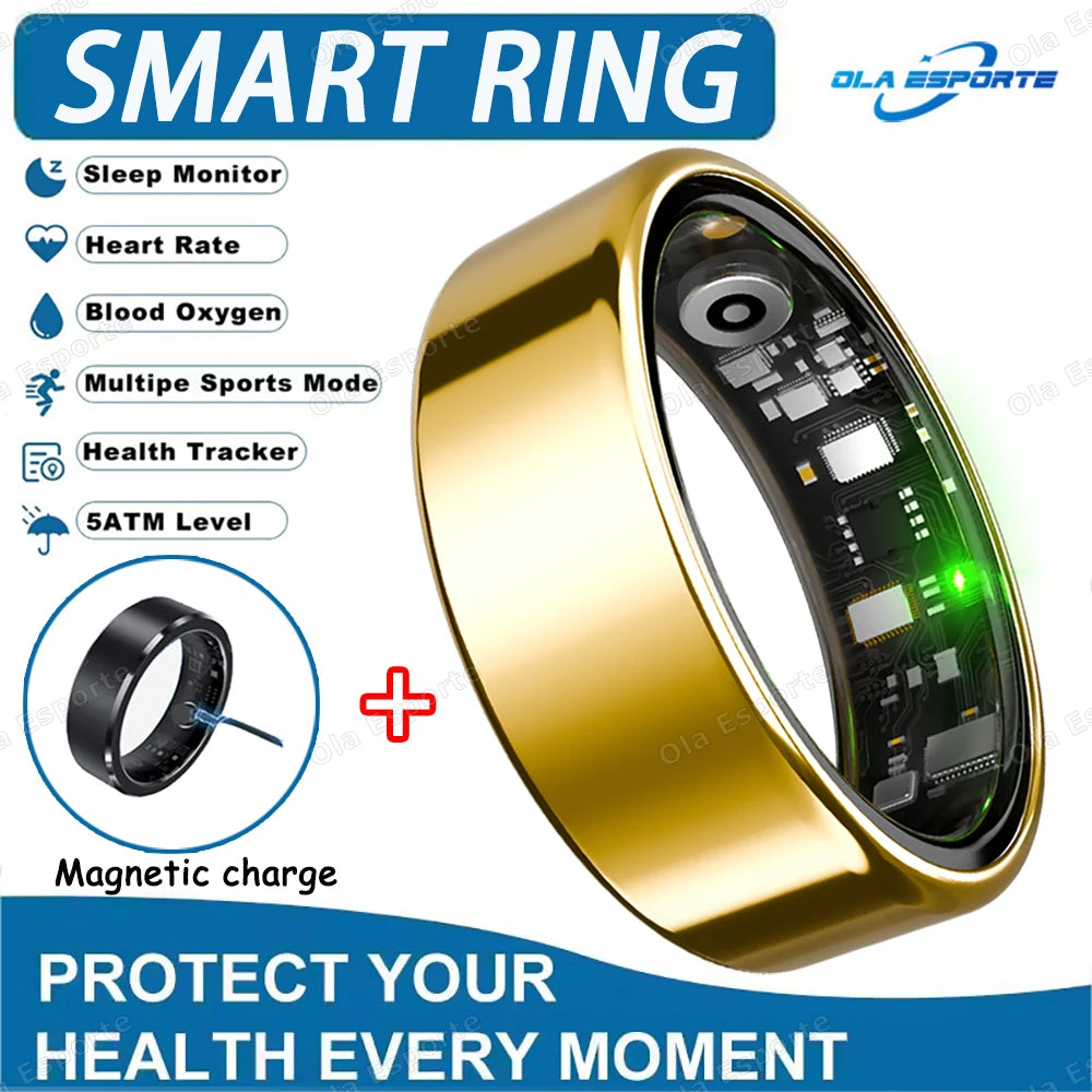 2026 New Smart Ring Heart Rate Blood Pressure Sleep Monitoring Motion Tracking IP68 Waterproof Men Women Smart Ring Holiday Gift