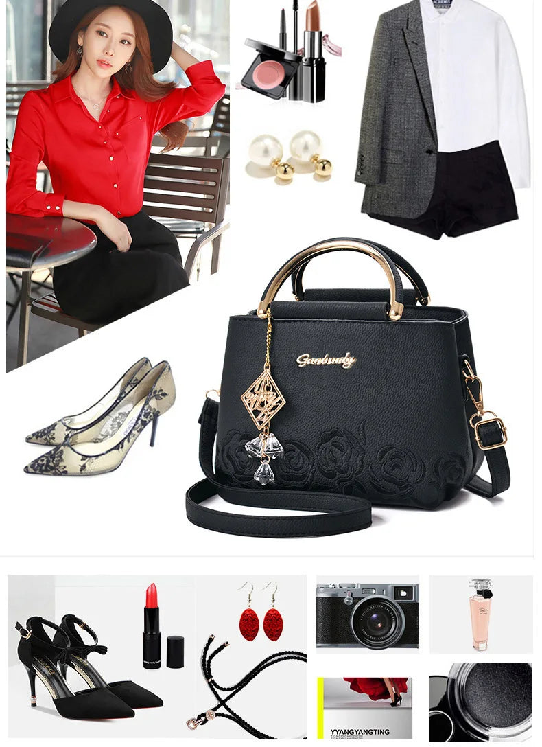 Fashion Brand Women's Bags New Embroidered Handbag Exquisite Ladies Shopping Crossbody Shoulder Bag Tote Bag Small Square Bag