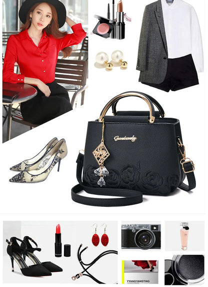 Fashion Brand Women's Bags New Embroidered Handbag Exquisite Ladies Shopping Crossbody Shoulder Bag Tote Bag Small Square Bag