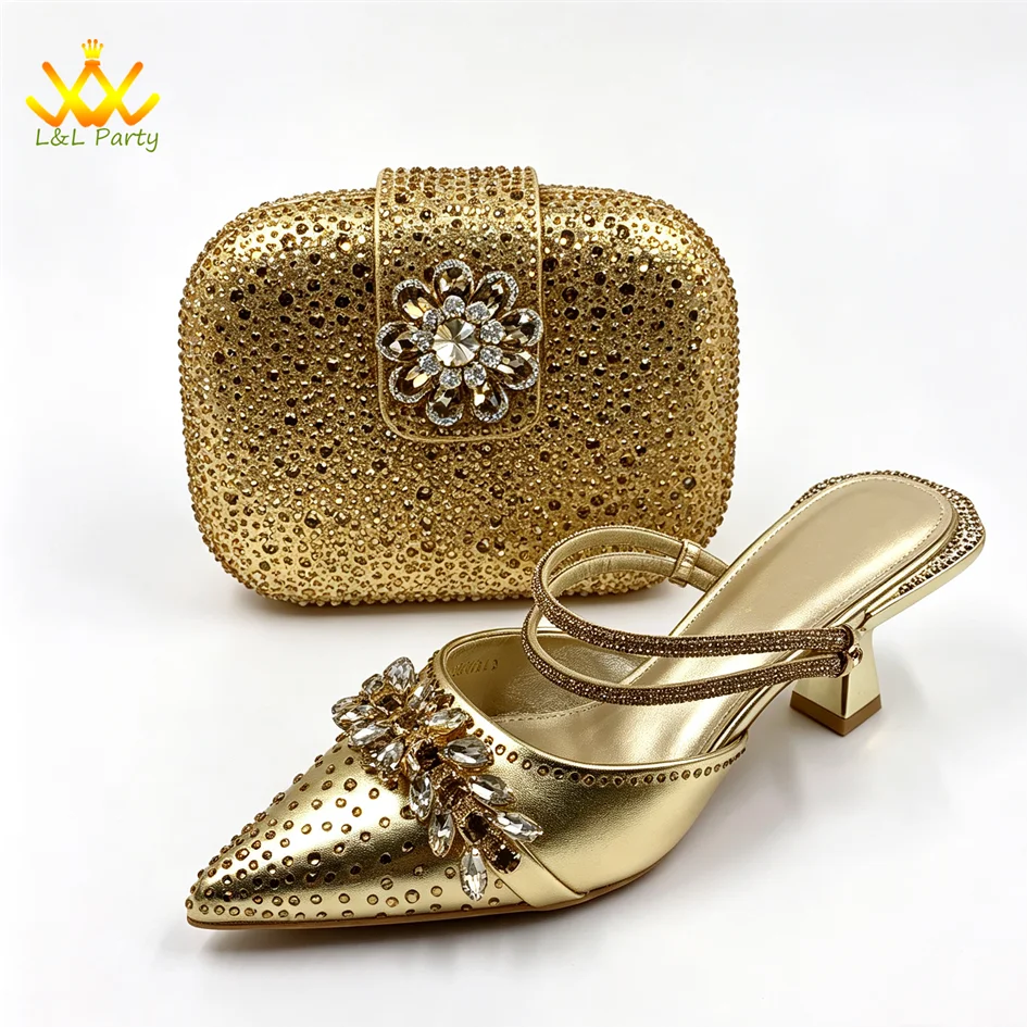 2026 Autumn New Arrivals Royal Blue Color Shoes and Bag  Set Special Design Fashion for Wedding Party