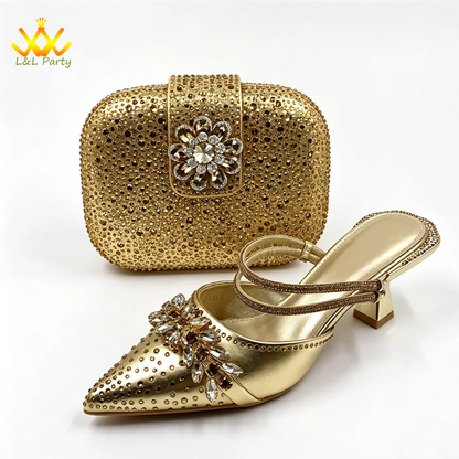 2026 Autumn New Arrivals Royal Blue Color Shoes and Bag  Set Special Design Fashion for Wedding Party