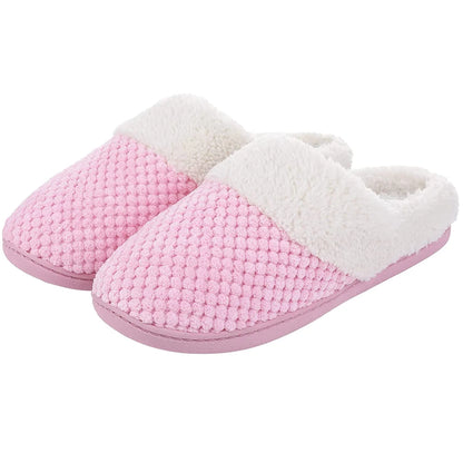 Comwarm Winter Warm Cotton Slippers For Women Men Flats Soft Non-slip Fluffy Shoes Design Slides Couple Indoor House Slippers