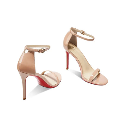 Sandals, Women's Summer New High Heels, Women's Slim Heels, Sexy and Fashionable, Golden Open Toe Straight Strap Sandals
