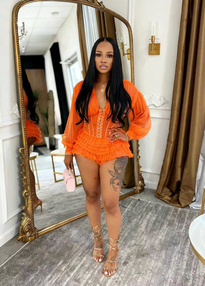 Boho Summer Mesh Casual Playsuit Sexy Women V-neck Elegant Night Club Ruffles Romper Overalls