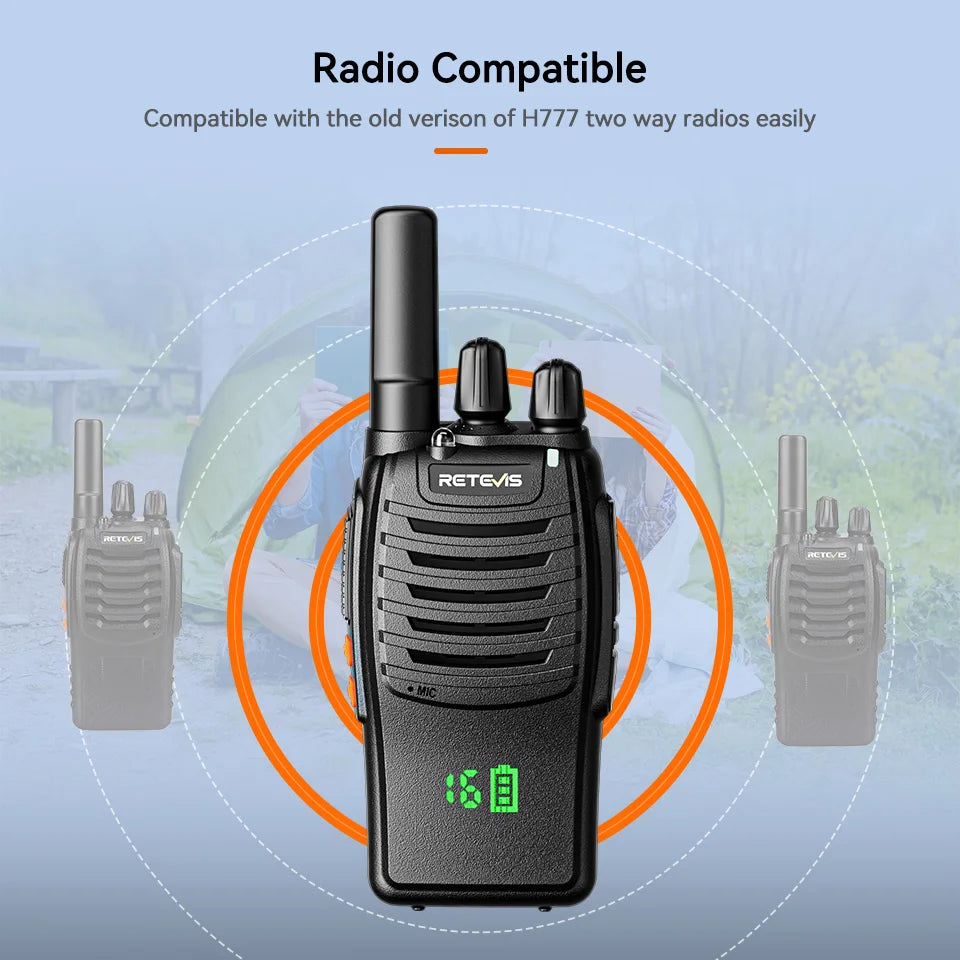 Retevis H777H Portable Two-Way Radio Hidden Display Walkie-Talkie PMR/FRS Communication for Camping 1/2 PCS Set