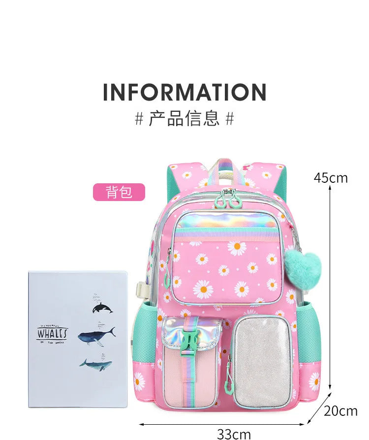 Cute Student Backpack 3pcs/set Primary Schoolbag Rabbits and Quicksand Kawaii Student Backpack Teenage Girls Handbag Rucksack