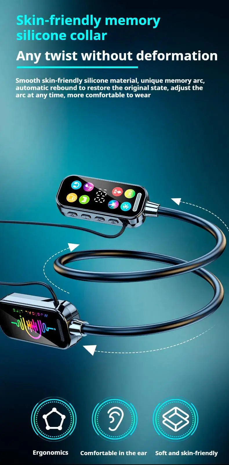 Long Battery Life HiFi Sound Bluetooth 5.4 Earphones with HD Mic Earbuds Wireless Headphones Sports Gaming Neck-hanging Headsets