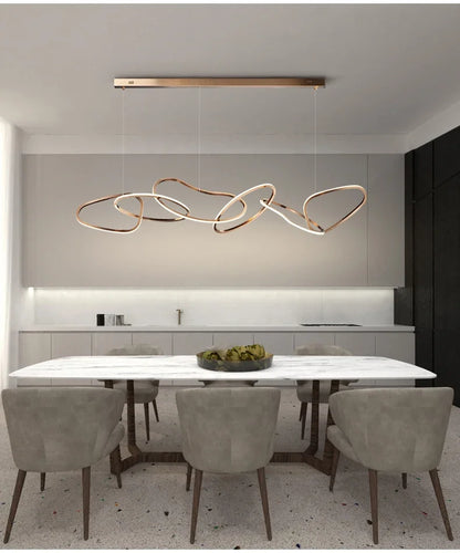 Modern Rose Gold LED Chandeliers Ligthing Nordic Lustre Home Decor Circle Rings Chandelier Hanging Pendant Lights Fixtures