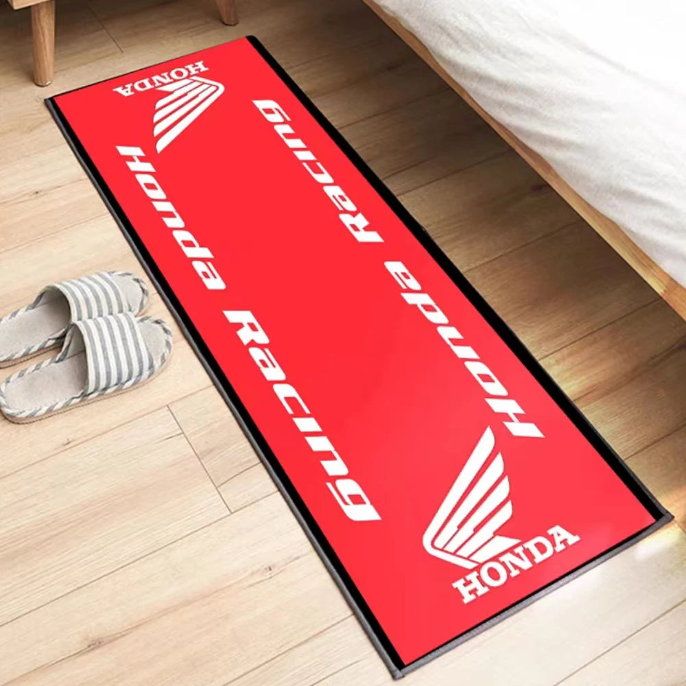 Racing Motorcycle Floor Mat, Non-Slip Dart Mat for Garage, Honda Style Motorcycle Show Carpet, Washable Anti-Slip Rug for Motocr
