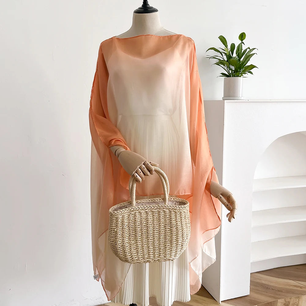 Spring and Summer Women Plain Colour Travel Ethnic Style Shawl Cotton Linen Feel Thin Type Sunscreen Beach Towel Split shawl
