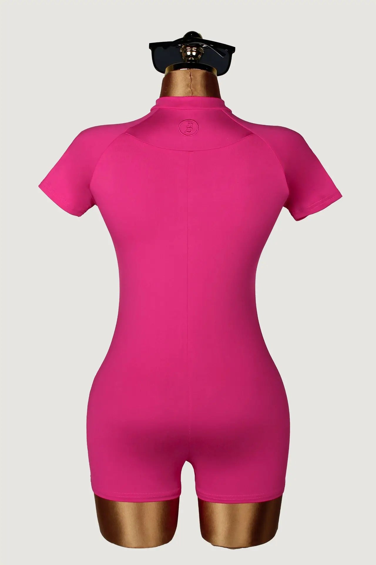 STYLISH LADY Embroidery Yoga Workout Bodysuit 2026 Summer Women High Stretch Zip Front Short Sleeve Sports One Piece Romper