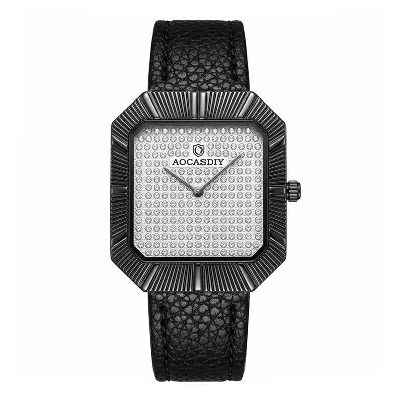 Men's Watch Gold Starry Sky with Diamonds Square Fashion Quartz Watch Waterproof Men's Watch High end Watch