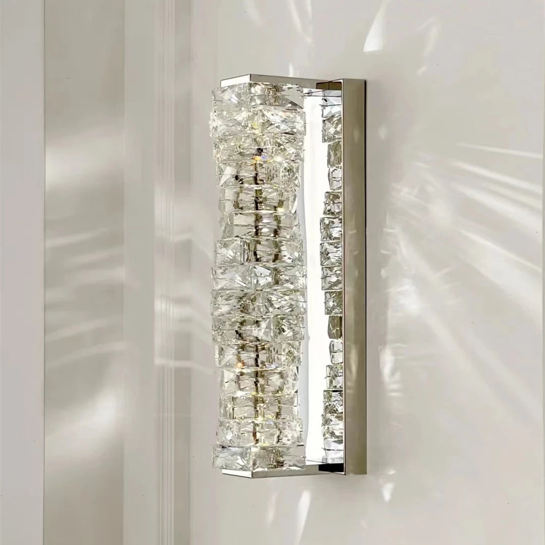 Luxury Crystal Wall Lamp Modern LED Sconce Chrome Gold Mirror Wall Light For Living Room Bedroom Aisle Indoor Decor Vanity Light