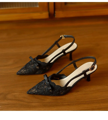 Bow Women's Pointed Toe Sandals Sexy High Heels Fashion Shoes Stilettos Party Slides Sexy Pumps Dress Mujer Zapatos