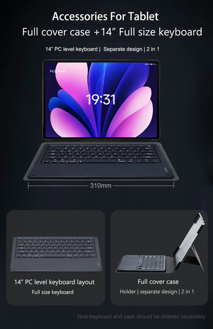 Nenmone Mpad15 2 in 1 Tablet Laptop 14' Android 15 Octa Core 14inch Tablet 16GB RAM 512GB 4G+wifi Dual Speakers 12000Mah Battery