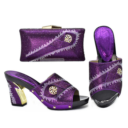 New African Shoes and Bag Set for Party Italian Italian Shoe and Bag Set for Party In Women Summer High Heeled Shoes for Women